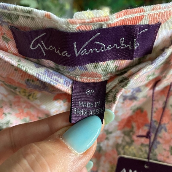 Gloria Vanderbilt Capri Size 8 Pink Floral Amanda Pants Spring Boho Colorful NWT - Picture 5 of 6